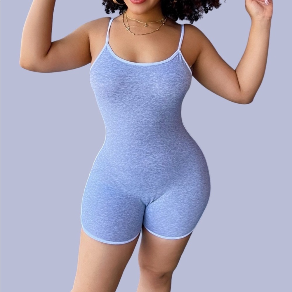 Spaghetti Strap Dolphin Trim Short Romper